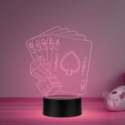 Playing Cards Acrylic led Table lamp Multicolored Light with Remote Control